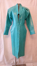 Robe en cuir d' agneau "vert d'eau" Vintage 1980 -  BARBARA WOOD Paris -  T.40