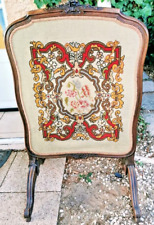Ancien Pare Feu pour cheminée de tapisserie & noyer / style Napoléon III - 1m 30