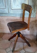 Chaise d'atelier ancienne architecte pivotante en bois