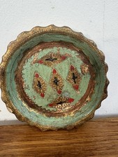 Ancien Vide Poche Vénitien En Bois Style Florentin Bijoux Vintage