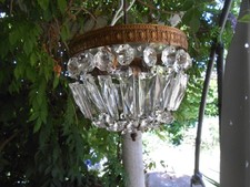 LUSTRE PLAFONNIER MONTGOLFIERE A PAMPILLES ANCIEN