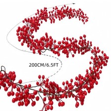 Guirlande de baies rouges artificielles 6 5 pieds pour événements de vacances