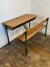 Vintage French School Desk by Delagrave – Antique Wood & Metal Bench