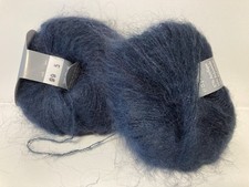 lot de 5 pelotes de laine kid mohair/ Bleu Marine 99/ Fabriqué en Italie
