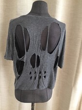 Très Beau Tee Shirt Gris Dos Tête De Mort Brandy Melville 36 Tbe