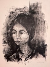 TETE DE FEMME Lithographie ANDRE MINAUX 98/110 XX°