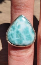 8g TOP Bague en Larimar sur argent taille 55 ou 7,5 (US)