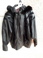 VESTE MANTEAU CABAN CUIR NOIRE FEMME TAILLE 38 /40 CUIR D AGNEAU