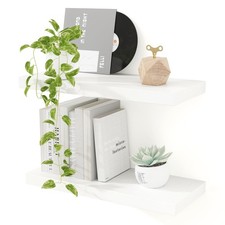 Lot de 2 étagères murales Blanches, 40cm x 23,5 cm de Profondeur, en Bois MDF...