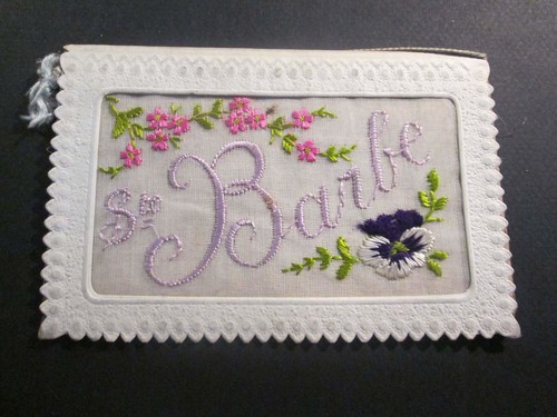 Carte postale fantaisie brodee