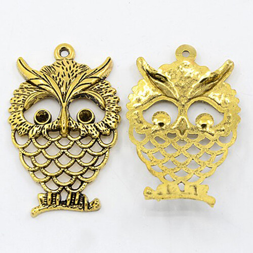Owl pendant antiqued - owl,