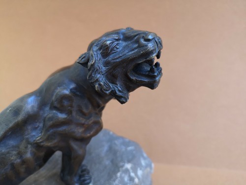 Lionne bronze patine brune - , sur