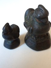 2 Poids à opium oiseau bronze