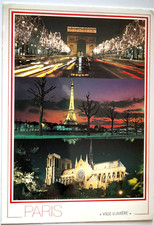 Carte postale Paris (75) Ville lumière - 3 vues en 1993-N.Dame, Tour Eiffel, Arc