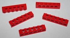 5 x Lego Red Technic Brick 1x6 with Holes 3894 set 8860 8845 8835 8872 8440 ...