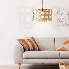 Brilliant Suspension Bois Ligne Bambou Nature Noir Ø42cm Max. 60W E27 Lampe