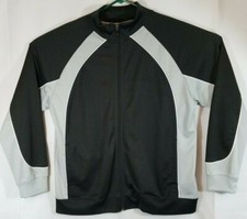 Starter Fleece Jacket Full Zipper Black/Silver/white Long Sleeve Mens SizeLarge 