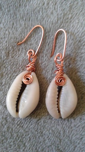 Cowrie shell earrings - shell, earrings.