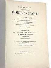 LIVRE ANCIEN OBJETS ART ET CURIOSITÉ CATALOGUE VENTE AUX ENCHÈRES DROUOT 1866