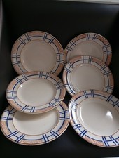 6 assiettes plates en  Faïence de Longwy Carmen creuse art deco 1930 état +