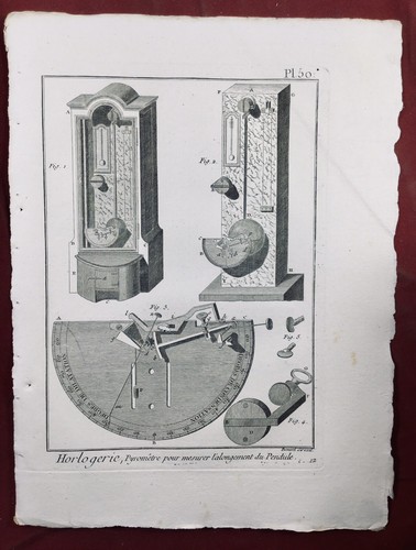 Horlogerie 1765 rare gravure - 1765,