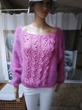  Pull Angora / Laine D Agneau  Bouton D'or tricoté Main   taille 42 / 44   Com9