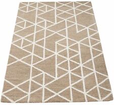 Tapis 100% Laine Tabakfarbe Clair Braun Beige 160x230 CM Touffeté à la Main