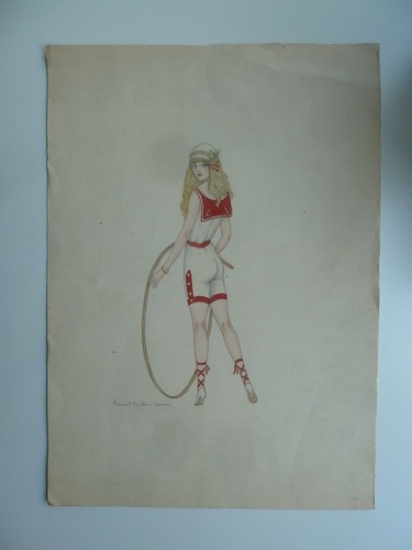Ancien grand dessin - , aquarelle