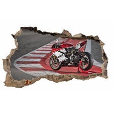 WL26 Autocollant Mural Mauerloch Moto 100x60cm Salon Ducati Monster