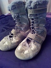 DIESEL BOTTES BOTTINES CHAUSSURES CUIR POUR ENFANTS COULEUR GRIS POINTURE 30