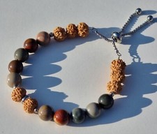 Bracelet en pierre naturelle en jaspe impérial et rudraksha créé en France