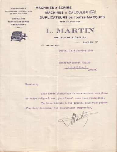 Paris lettre martin - l.,