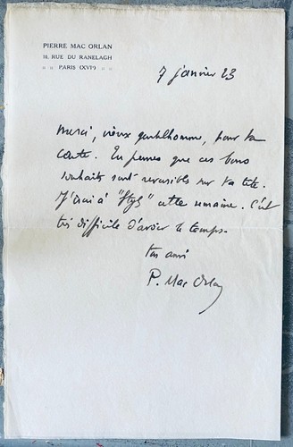 Pierre mac orlan - mac, lettre