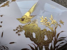 Rovina Fischer Epinal Boite Doré Oiseaux Vosges Porcelaine Peinte