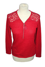 PULL FIN ZIPPE FEMME °°°  SIENNA SI  °°° TAILLE M . DENTELLE