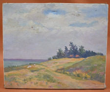 Peinture à l'huile sur toile XXème - Île d'Yeu - Salomon Alfred Boisecq