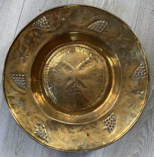 Ancien plat offrande laiton - d'offrande,