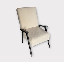 fauteuil vintage Pieds Compas Tissu Bouclettes