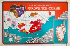 Affiche Carte Les Vins de France PROVENCE - CORSE