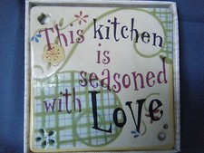 Ceramic Wall Tile or Trivet New in Box 'This Kitchen is Seasoned wtih Love'