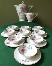 Ancien Service à café ou à thé Porcelaine de Limoges motif "Roses" de 1908