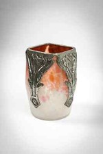 Vase Art Nouveau verre marmoréen & étain style Schneider Muller Daum Delatte
