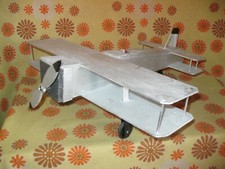 Vintage Ancien JOUET ARTISANAL AVION GRIS 45cm en BALSA Retro French Toy Plane