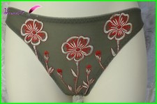  Culotte ou String  MIRIALE  Kaki Fleurs Rouge Taille S -  M - L -  AB30