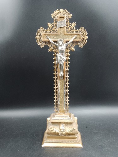 Grand crucifix doré bois - crucifix, en
