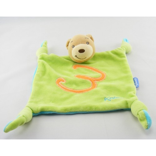 Doudou plat ours vert - , bleu