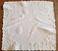 Mouchoir ancien en soie brodée - 30 cm x 30 cm