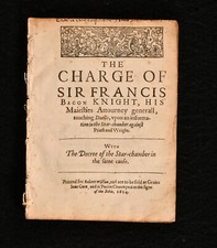 1614 The Charge of Sir Francis Bacon Knight First Edition Duels