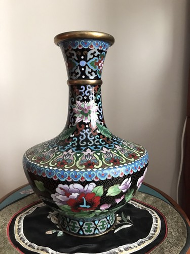 Cloisonne vase bronze emaux - bronze,