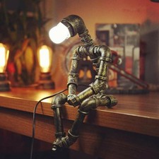 Lampe de table rétro lumière tuyau d'eau robot steampunk maison gardon avec ampoule E27 UK*